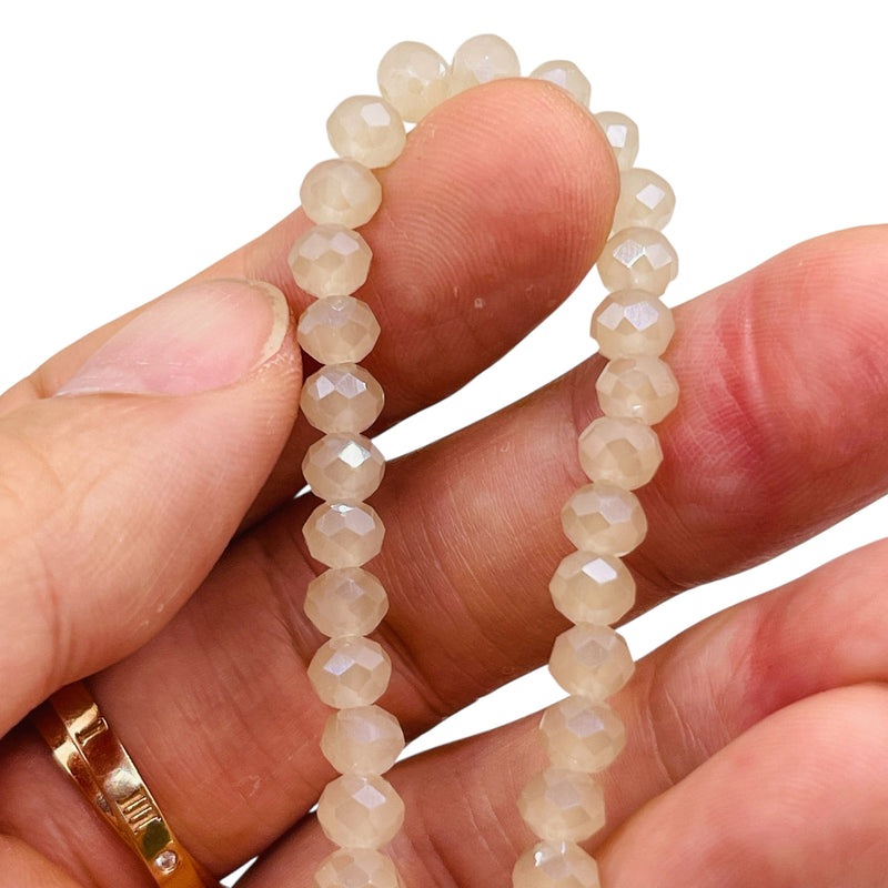 6mm Thunder Polish Glass Crystal Roundel Cut Half Moon Jade