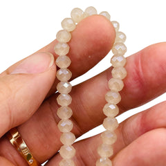 6mm Thunder Polish Glass Crystal Roundel Cut Half Moon Jade