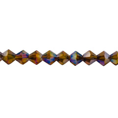 6mm Thunder Polish Glass Crystal Bicone Med. Smoked Topaz AB