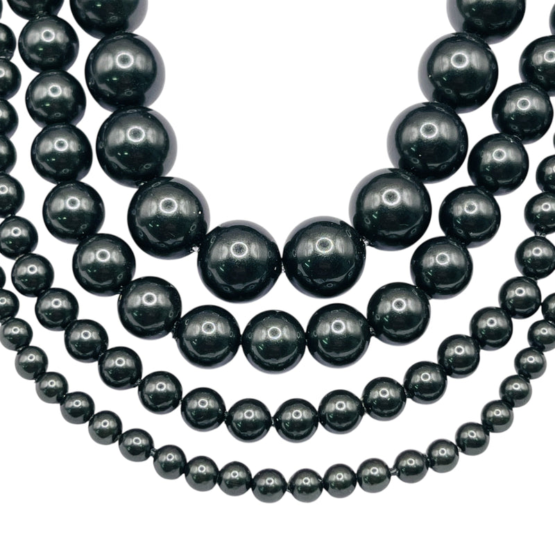 4mm Round Thunder Polish Glass Pearl Tahitian Green