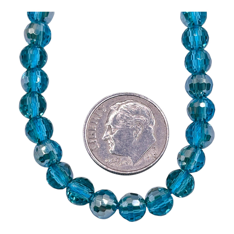 6mm Thunder Polish Round Disco Blue Zircon SAB