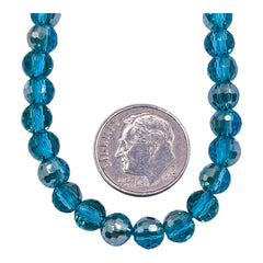 6mm Thunder Polish Round Disco Blue Zircon SAB