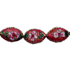 18x12mm Oval Cloisonne Pink