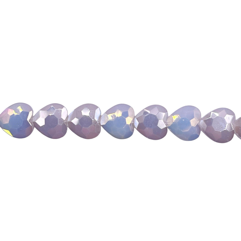 8mm Heart Glass Crystal White Jade AB