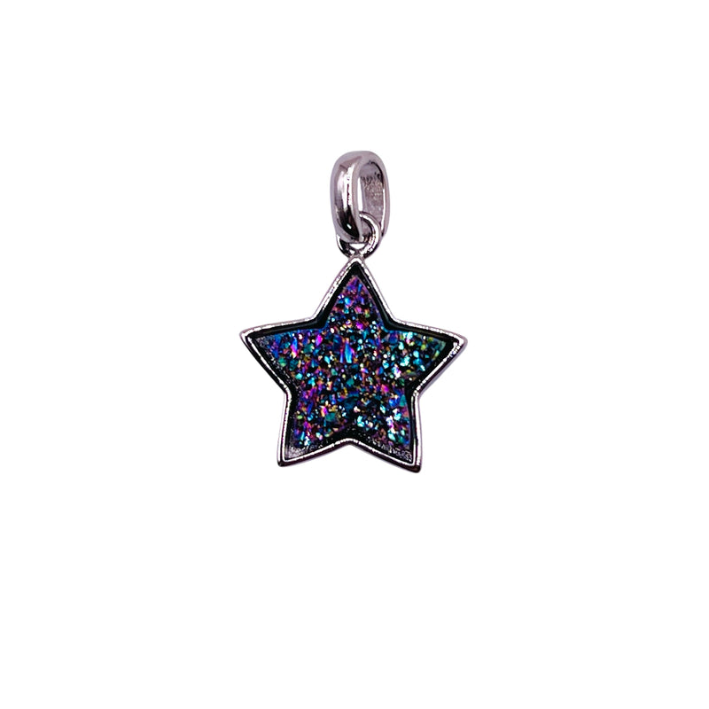 16mm Star Druzy Pendant Purple Light