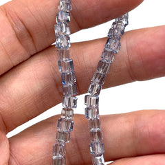 4mm Cube Glass Crystal Gray Blue