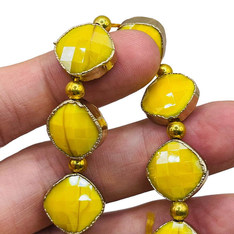 16mm Diamond Gold Edge Banana Jade