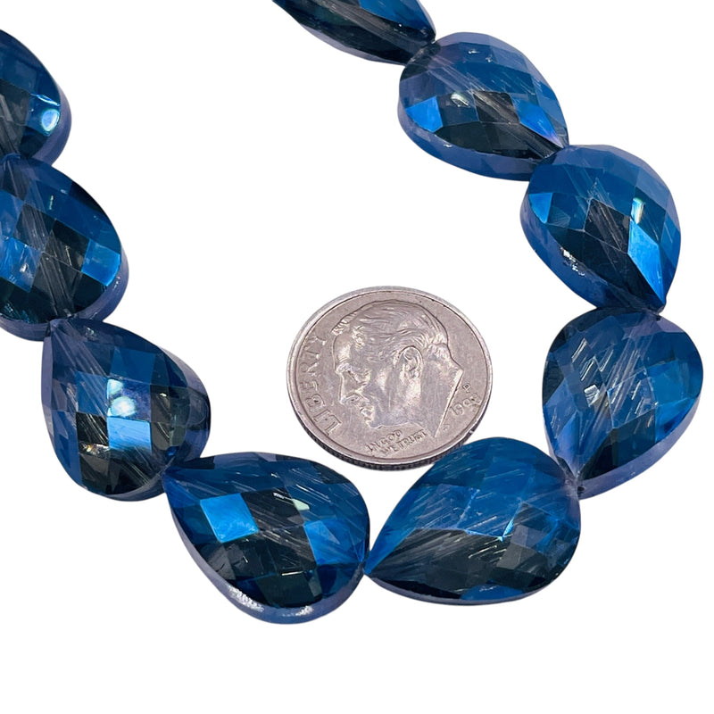 18x13mm Flat Tear Drop Glass Crystal Magic Blue