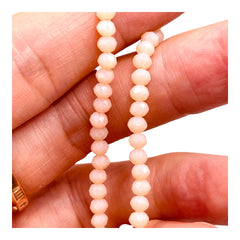 4mm Thunder Polish Glass Crystal Roundel Cut Beige Jade