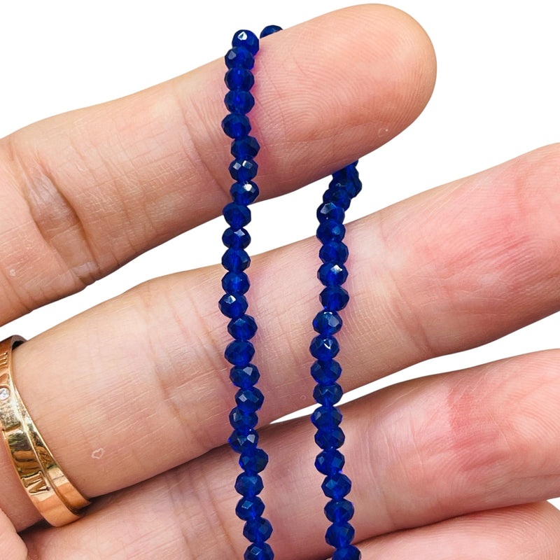 3mm Thunder Polish Glass Crystal Roundel Cut Dark Sapphire