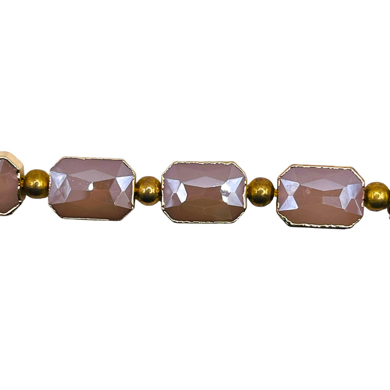 14x10mm Rectangle Gold Edge Beige Jade