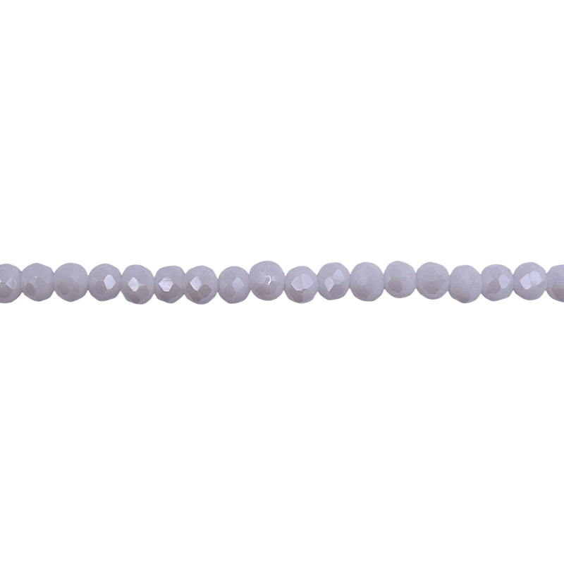3mm Thunder Polish Glass Crystal Roundel Cut White Jade AB