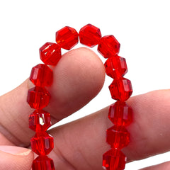 8mm Decagon Glass Crystal Red