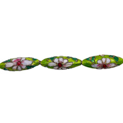 26x9mm Oval Cloisonne Green