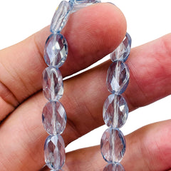 10x8mm Oval Glass Crystal Gray Blue