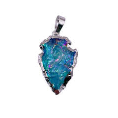 28mm Handcrafted Clear Quartz Arrow Pendant Blue
