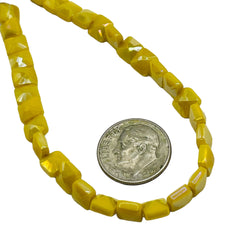 6mm Square Glass Crystal Yellow Jade