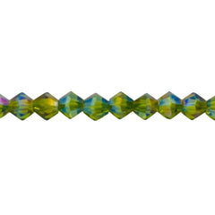 6mm Thunder Polish Glass Crystal Bicone Lt. Olivine AB