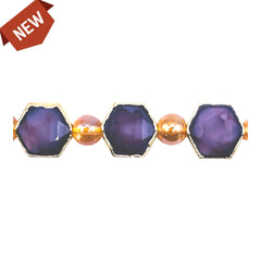 12x11mm Hexagon Gold Edge Lavender Jade