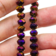 8mm Thunder Polish Glass Crystal Roundel Cut Purple Light