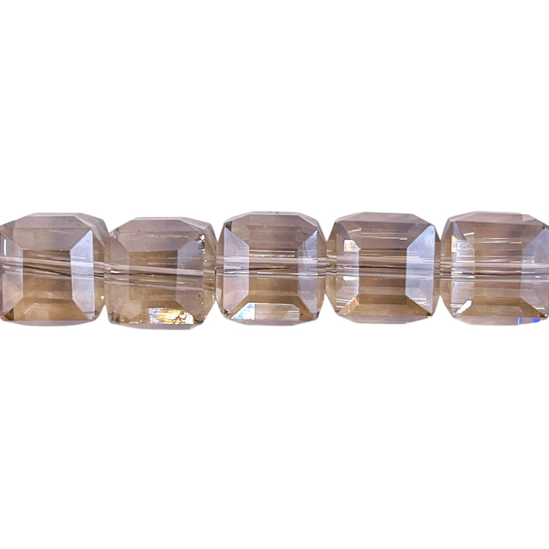 10mm Cube Glass Crystal Silver Champagne