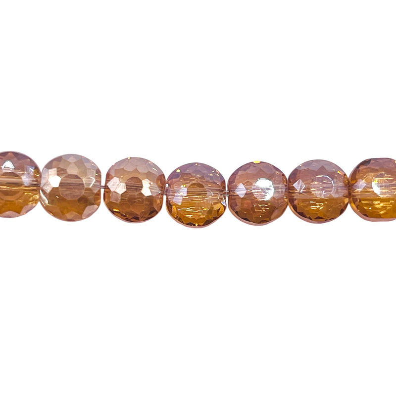 8mm Coin Glass Crystal Gold Champagne