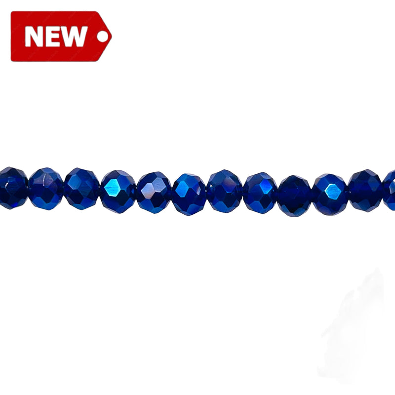 6mm Thunder Polish Glass Crystal Roundel Dk. Sapphire BL