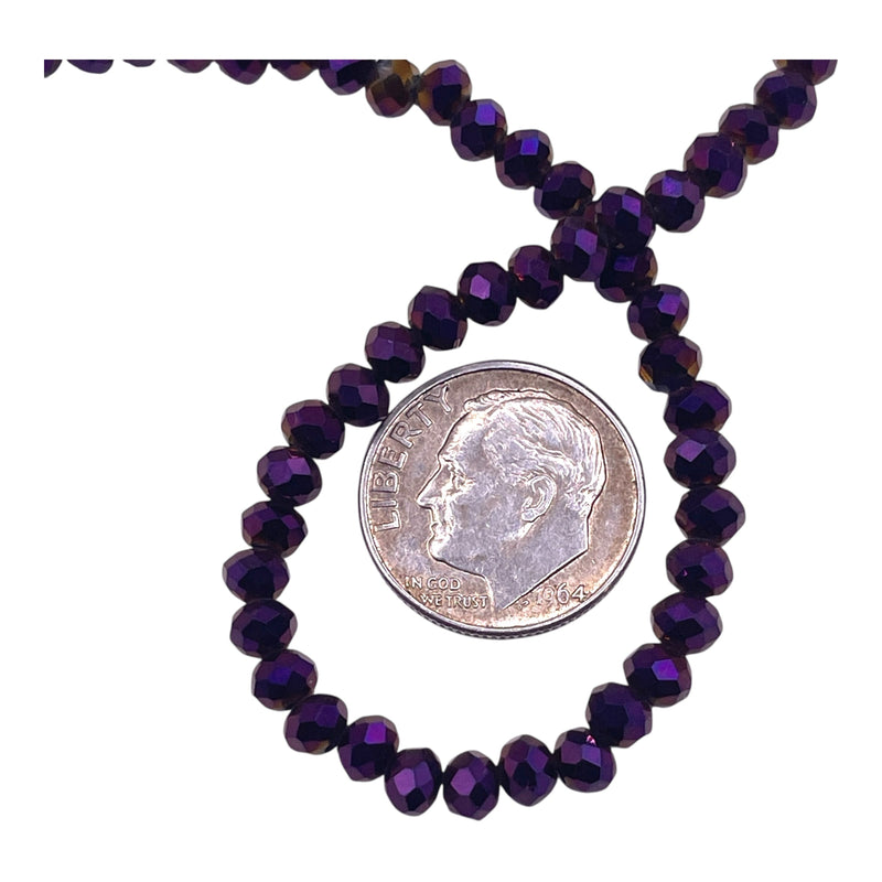 4mm Thunder Polish Glass Crystal Roundel Cut Purple Light