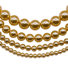 3mm Round Thunder Polish Glass Pearl Gold