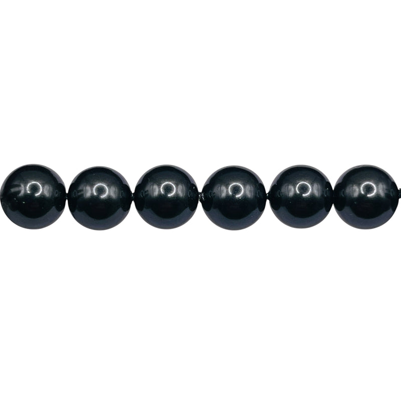 8mm Round Thunder Polish Glass Pearl Tahitian Green