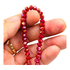 6mm Thunder Polish Glass Crystal Roundel Cut Ruby Jade AB