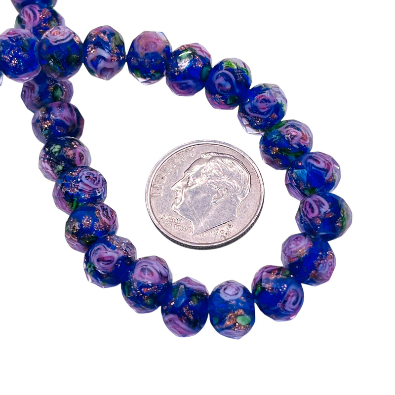 8x6mm Roundel Lampwork Blue
