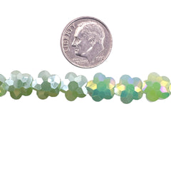 10mm Flower Glass Crystal Green Jade AB