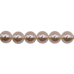 8mm Round Thunder Polish Glass Pearl Light Gold