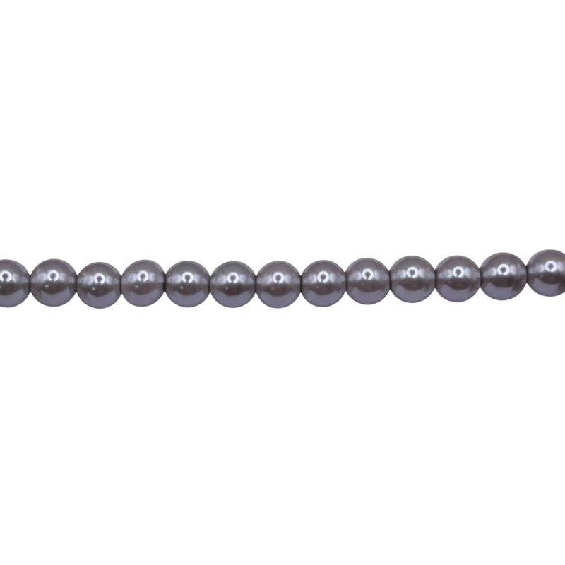 4mm Round Thunder Polish Glass Pearl Silver