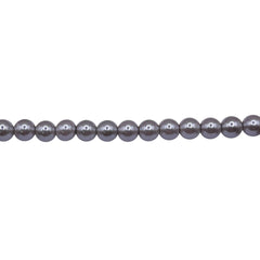 4mm Round Thunder Polish Glass Pearl Silver