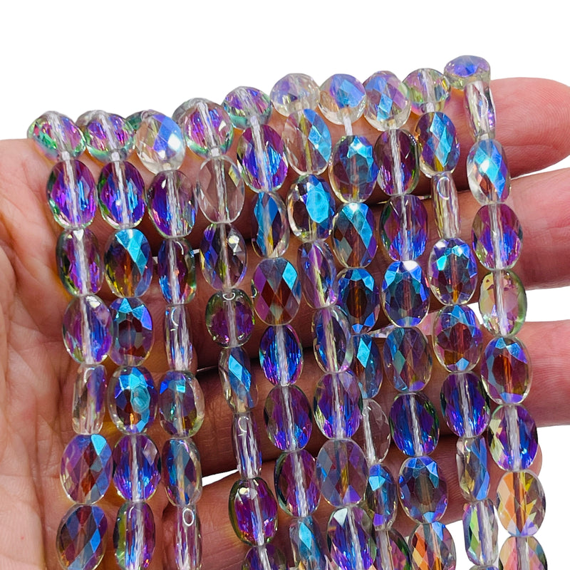 10x8mm Oval Glass Crystal Magic Purple