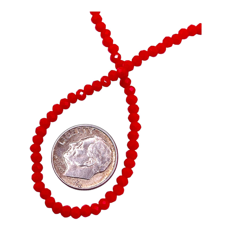 3mm Thunder Polish Glass Crystal Roundel Cut Lt. Ruby Jade