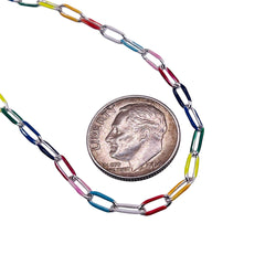 Losolo 6.5x2.8mm Stainless Steel Chain Rainbow