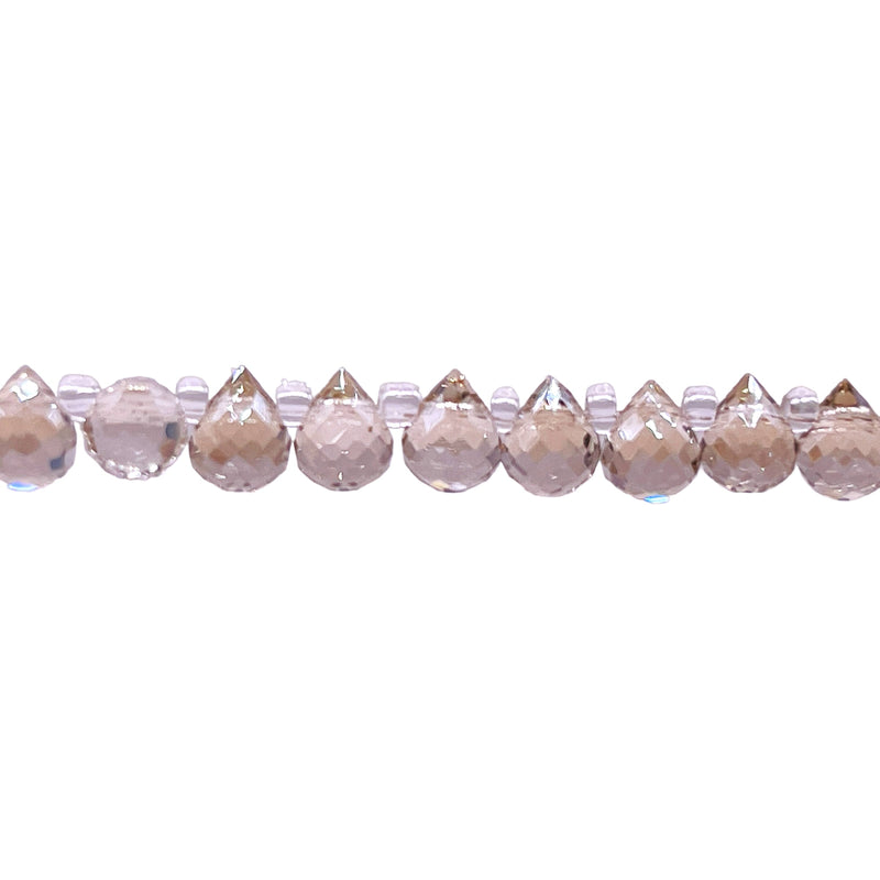 6x4mm Teardrop Glass Crystal Silver Champagne