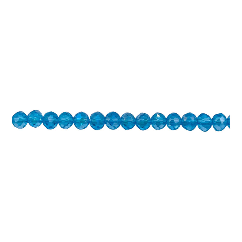 4mm Thunder Polish Glass Crystal Roundel Cut Med Aquamarine AB