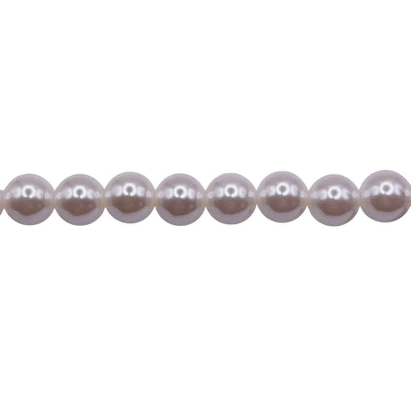 6mm Round Thunder Polish Glass Pearl Natural White