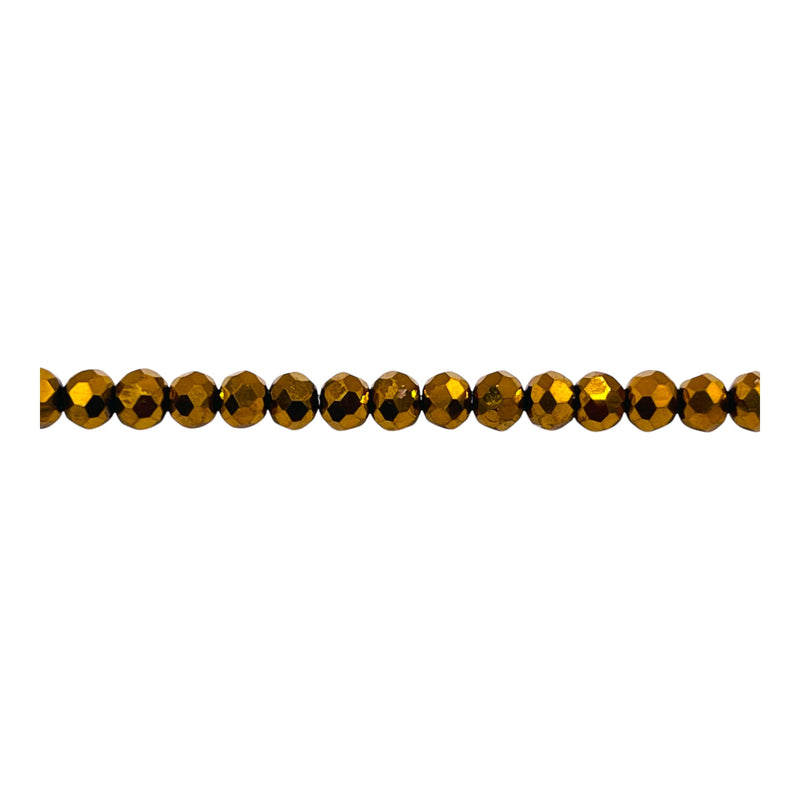 4mm Thunder Polish Glass Crystal Roundel Cut Gold