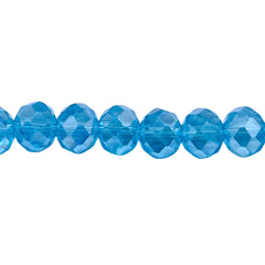 10mm Thunder Polish Glass Crystal Roundel Cut Med. Aquamarine AB