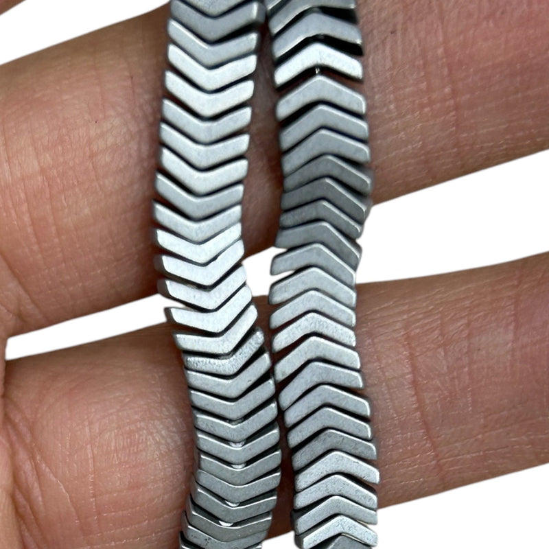 6x1mm Arrow Hematite Matt Silver