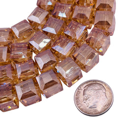 10mm Cube Glass Crystal Gold Champagne