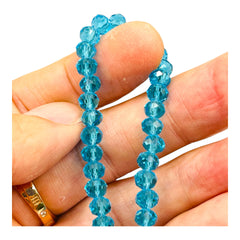 6mm Thunder Polish Glass Crystal Roundel Cut Med Aquamarine