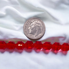 8mm Decagon Glass Crystal Red