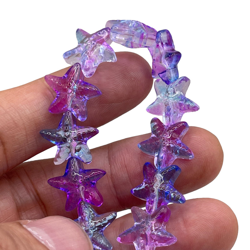 15mm Starfish Lampwork Glass Blue Violet