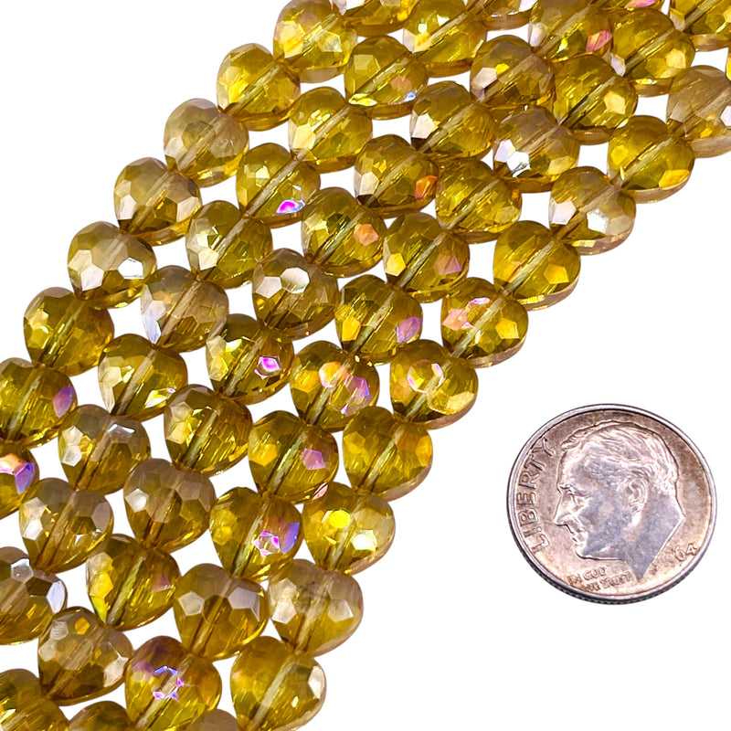 8mm Heart Glass Crystal Lime AB